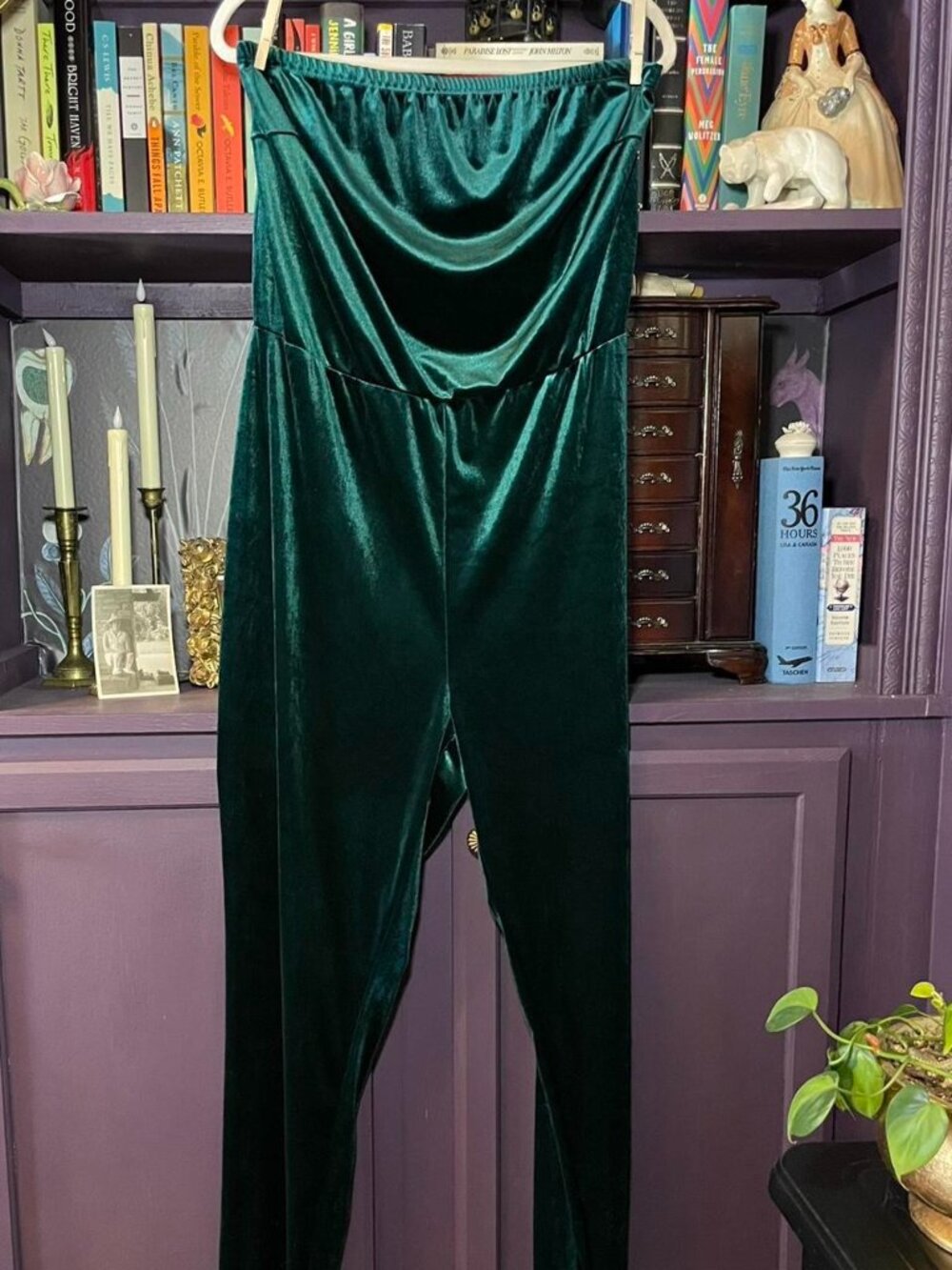 Strapless Emerald Green Velvet Jumpsuit